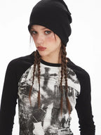 Y2K Grunge Aesthetic Graphic Raglan Tee - TEVQA