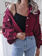 Cropped Corduroy Jacket - View 9 | TEVQA