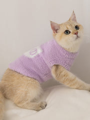 Minimalist Soft Plush Cat Sweater Warm Fleece Vest