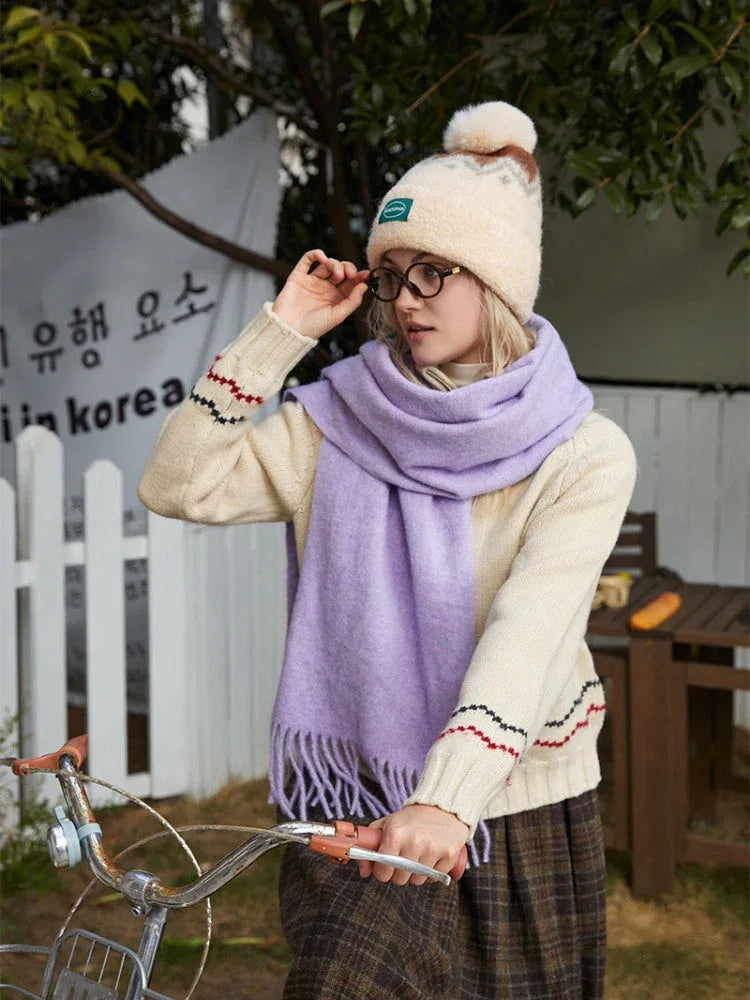 Classic Heathered Wool Blend Scarf - View 12 | TEVQA