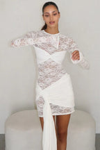 Fleur de Lune Lace Ruched Mini Dress - View 16 | TEVQA