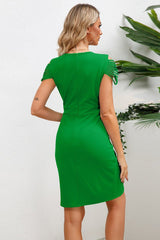 Gaia Elegant Dress With V - Neck - Tevqa