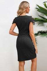 Gaia Elegant Dress With V - Neck - Tevqa