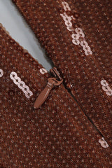 Gathered Sequined Midi Dress in Brown - Tevqa