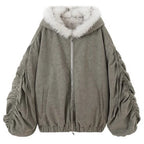 Reversible Faux Fur Hooded Bomber Jacket - View 6 | TEVQA
