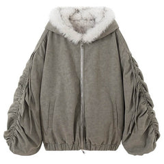 grey reversible fur jacket boogzel clothing