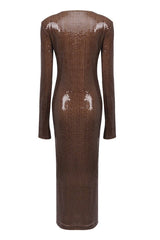Hailey Long Sleeve Mesh Sequin Dress - Tevqa