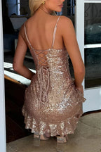 Sequin mini dress with spaghetti straps - View 6 | TEVQA