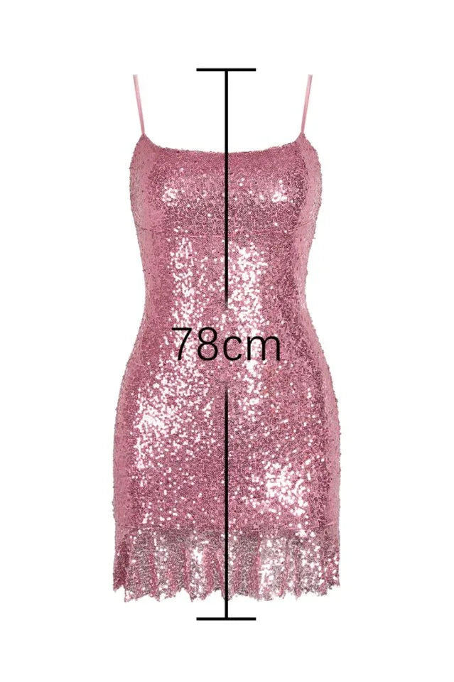 Sequin mini dress with spaghetti straps - View 8 | TEVQA