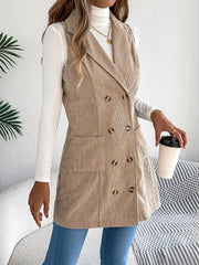 Burgundy Heritage Corduroy Long Vest - View 6 | TEVQA