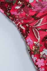 Jangeel Pink Slit Sequin Dress - Tevqa