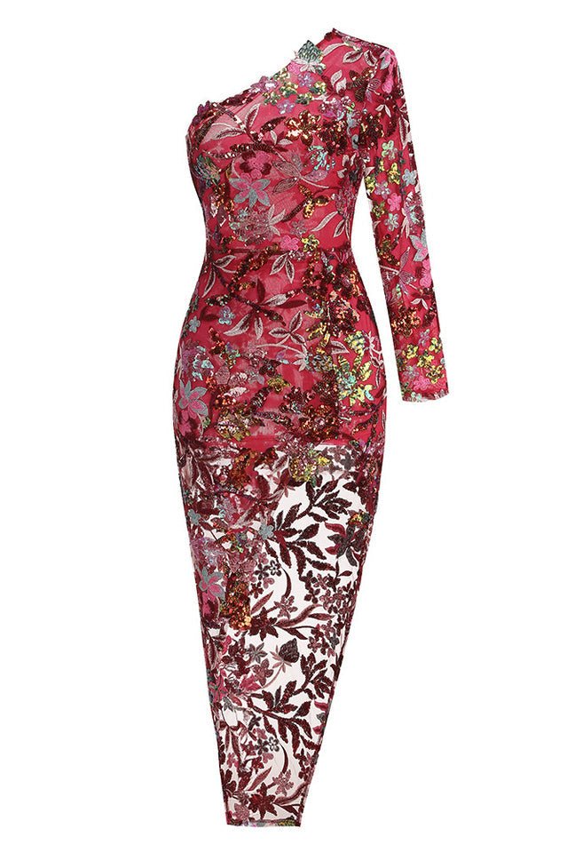 Jangeel Pink Slit Sequin Dress - Tevqa