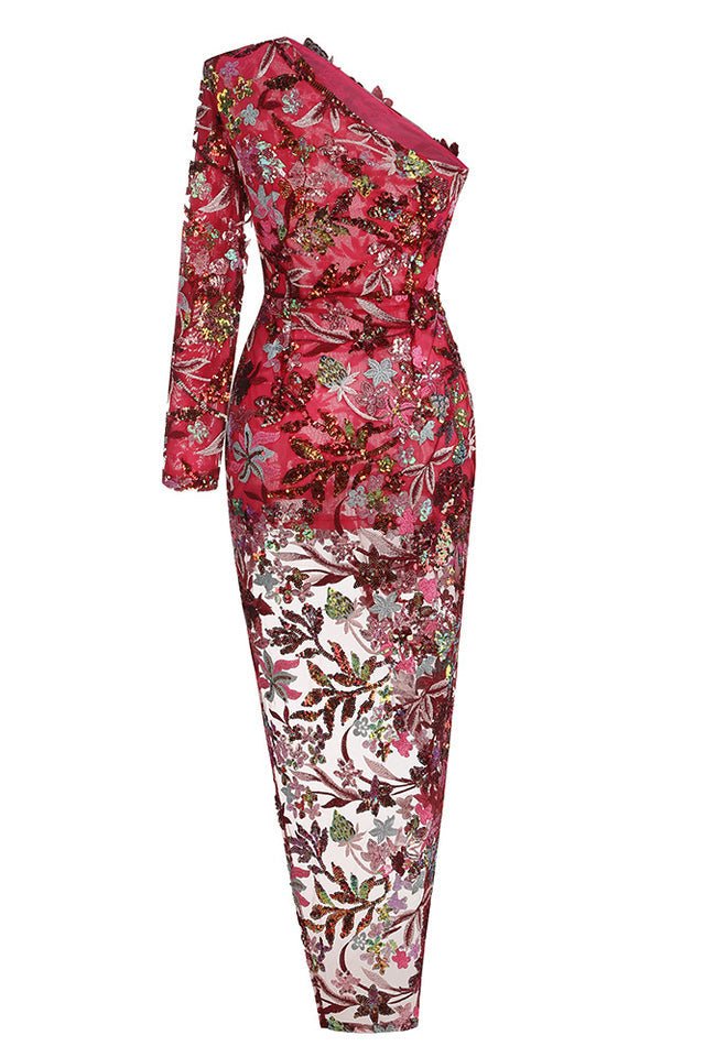 Jangeel Pink Slit Sequin Dress - Tevqa