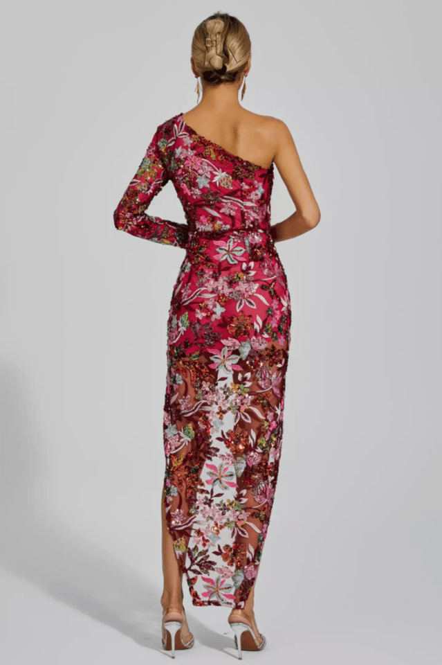 Jangeel Pink Slit Sequin Dress - Tevqa