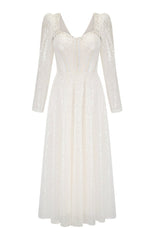 Kamiyah White Mesh Midi Dress - Tevqa