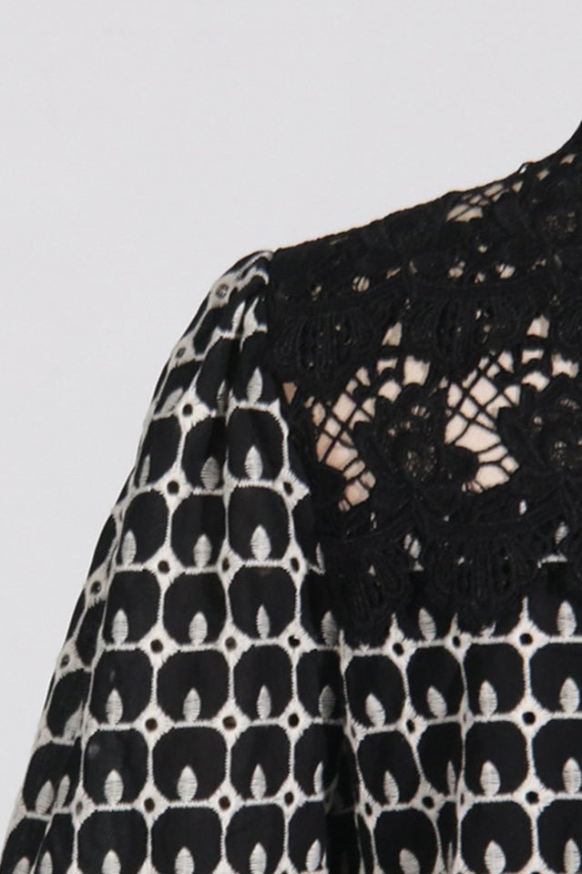 Lace Embroidery Cocktail Midi Dress - Tevqa