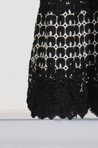 Embroidered midi dress with lace trim - View 6 | TEVQA