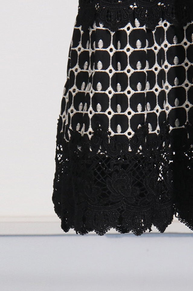 Lace Embroidery Cocktail Midi Dress - Tevqa