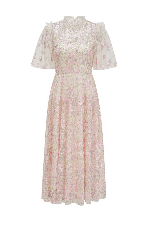 Lavish Embroidered Tulle Maxi Dress - Tevqa