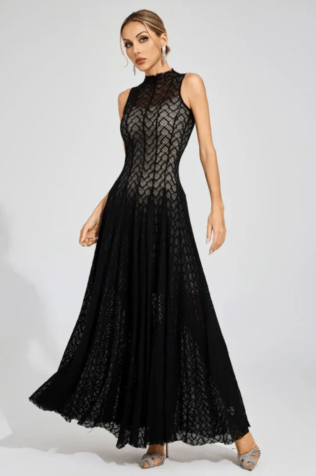 Textured Knit Fit and Flare Dress - View 8 | TEVQA