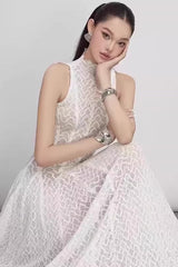 Lucas Black Lace Sleeveless Dress - Tevqa