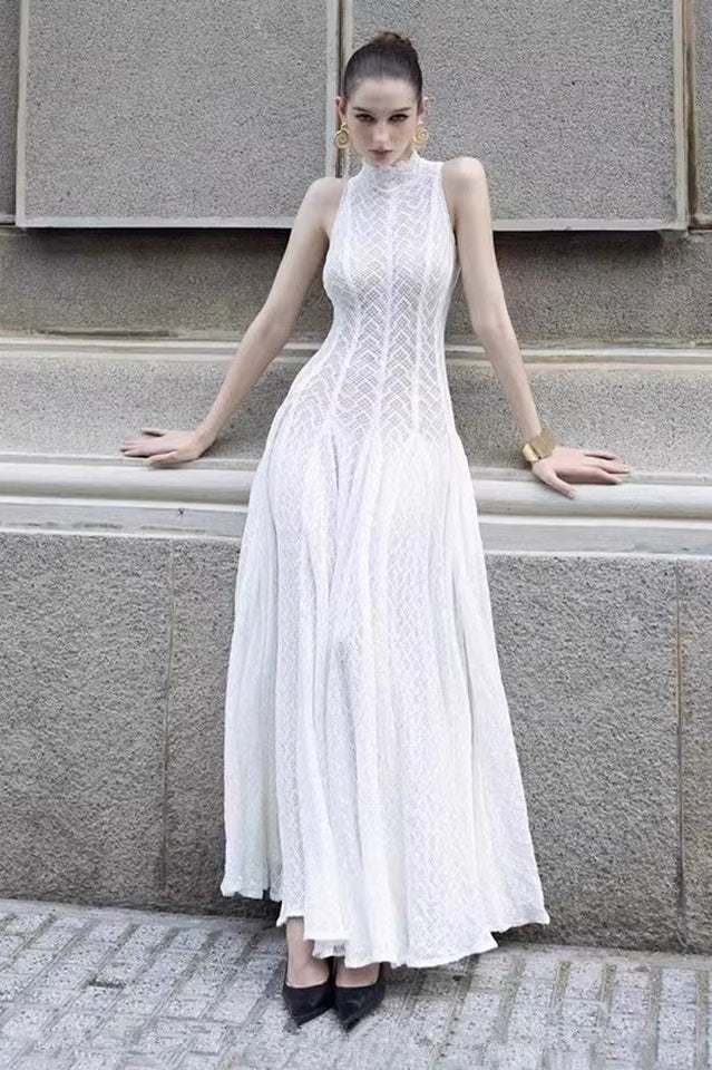 Lucas Black Lace Sleeveless Dress - Tevqa