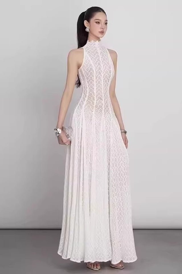 Lucas Black Lace Sleeveless Dress - Tevqa