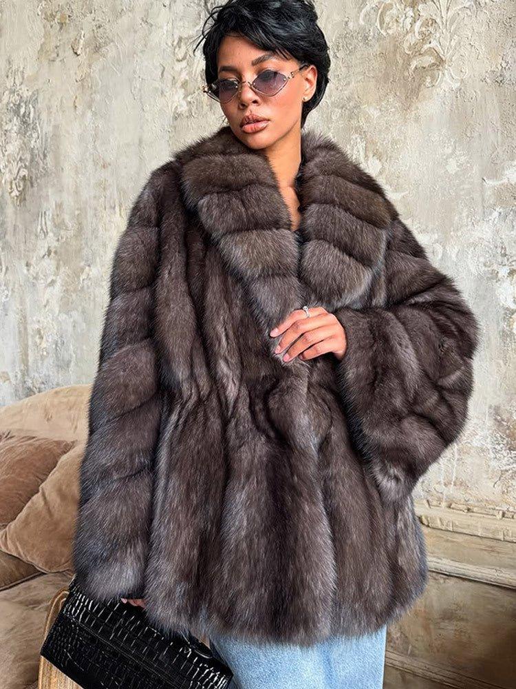 Mink-style faux fur coat - View 6 | TEVQA