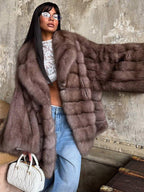 Mink-style faux fur coat - View 12 | TEVQA