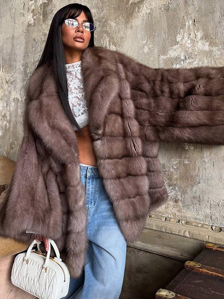 Mink-style faux fur coat - View 12 | TEVQA