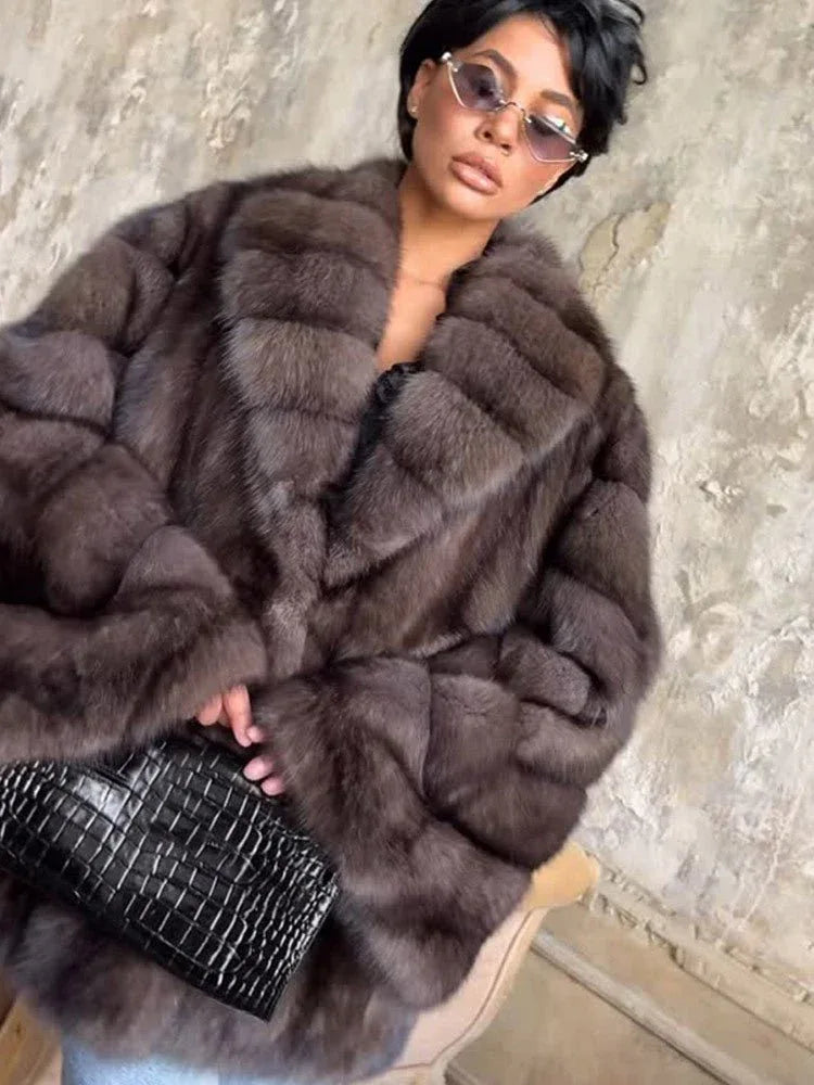 Mink-style faux fur coat - View 8 | TEVQA