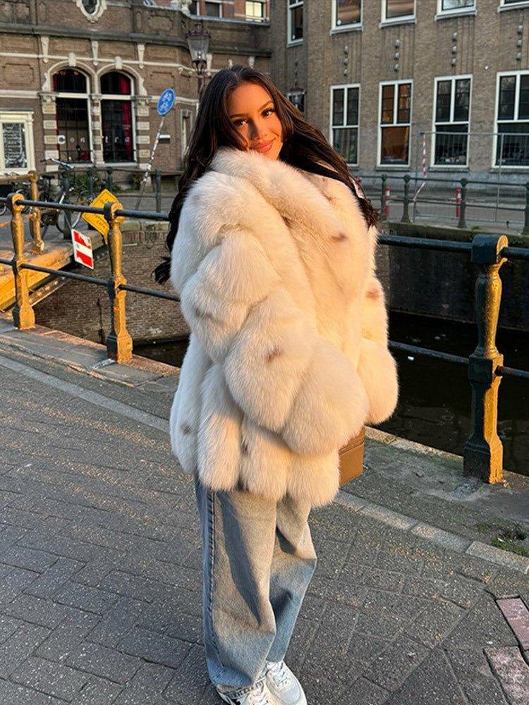 Oversized Faux Fur Coat with Lapel Collar Secondary image