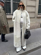 Majestic Cream Belted Faux Fur Long Coat - TEVQA