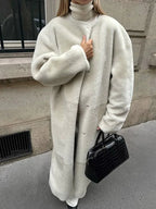 Majestic Cream Belted Faux Fur Long Coat - TEVQA