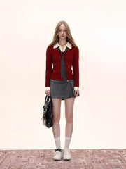 Mock two-piece cable knit top with scarf - View 6 | TEVQA