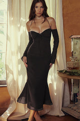 Naomi Halter Midi Dress - Tevqa