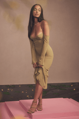 Naomi Halter Midi Dress - Tevqa