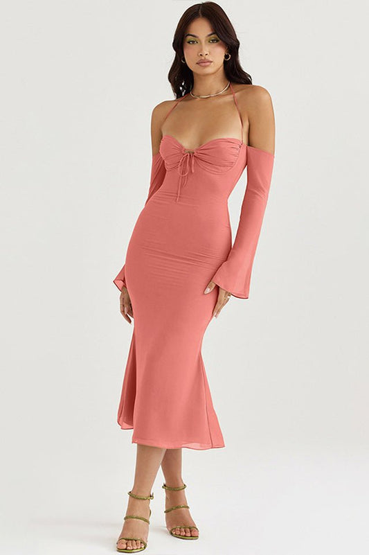 Naomi Halter Midi Dress - Tevqa