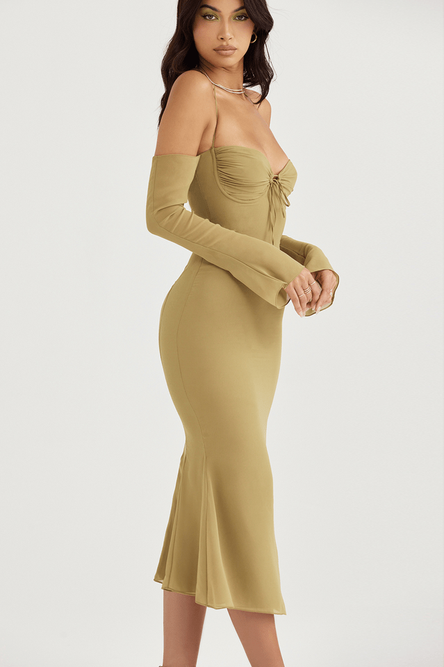 Naomi Halter Midi Dress - Tevqa