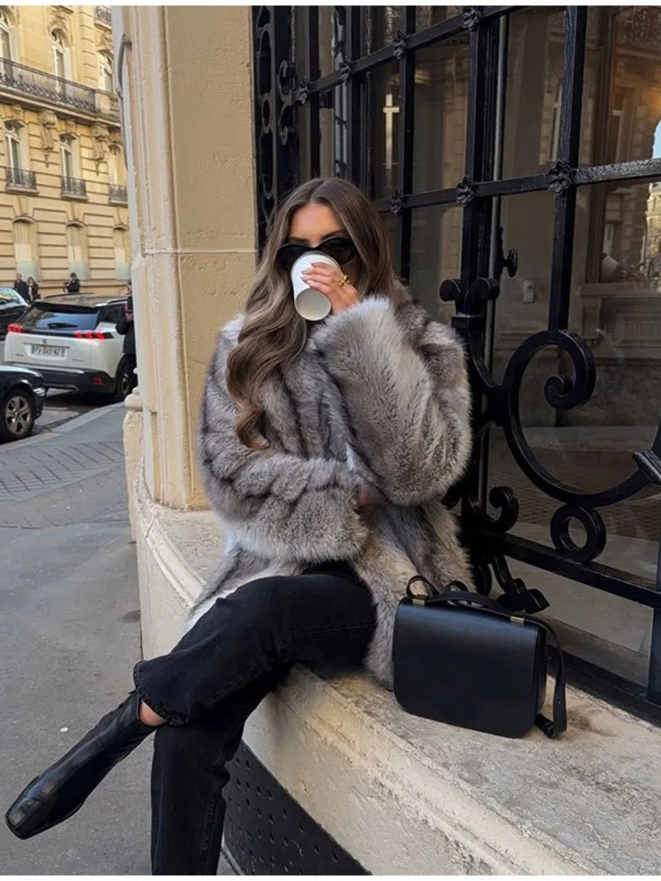 Silver Fox Style Faux Fur Coat Secondary image