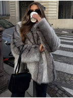 Silver Fox Style Faux Fur Coat - View 7 | TEVQA