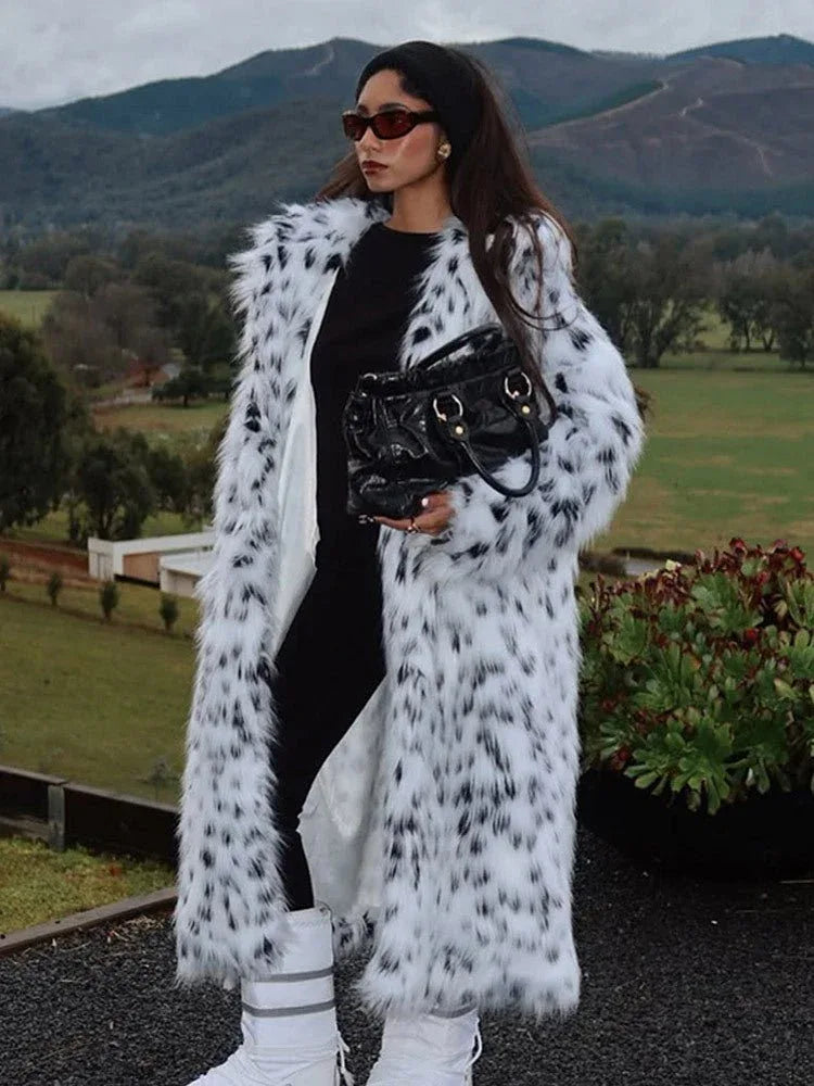Spotted Faux Fur Maxi Coat Secondary image