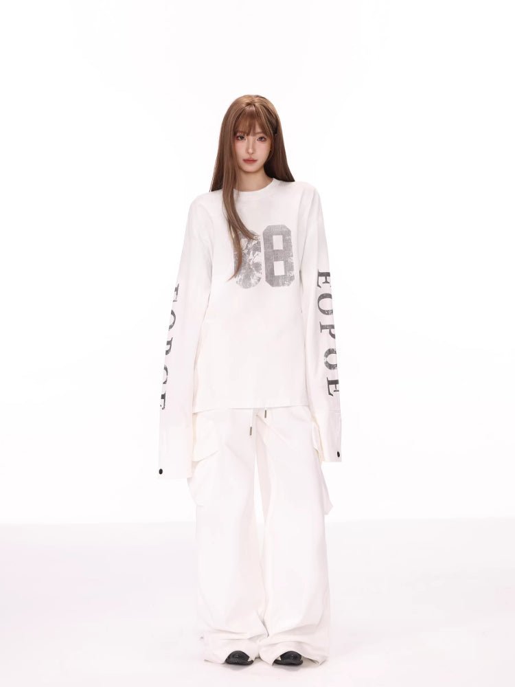 Oversized vintage number graphic long sleeve t-shirt - View 6 | TEVQA