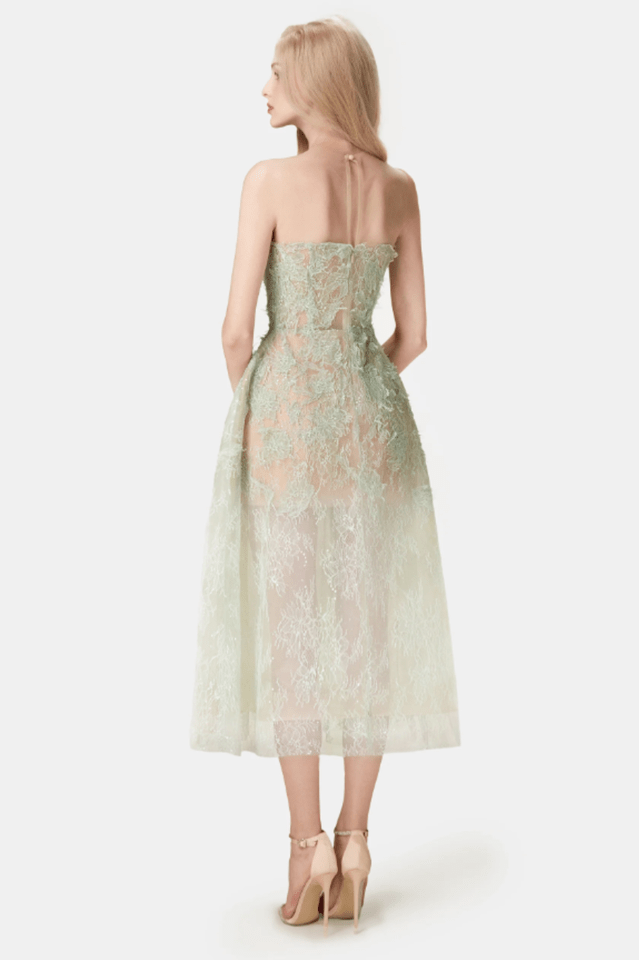 Pink Beaded Lace Dress - Tevqa