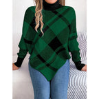 Turtleneck Plaid Poncho Sweater - View 9 | TEVQA