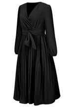 V-neck Pleated Midi Dress - View 23 | TEVQA