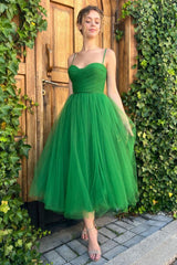 Pleats Spaghetti Straps Midi Dress - Tevqa