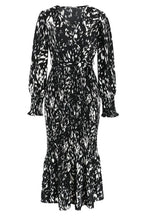 Printed V Neck Smocked Midi Dress - View 10 | TEVQA
