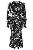 Printed V Neck Smocked Midi Dress - View 12 | TEVQA