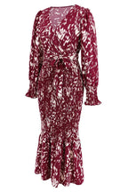Printed V Neck Smocked Midi Dress - View 17 | TEVQA